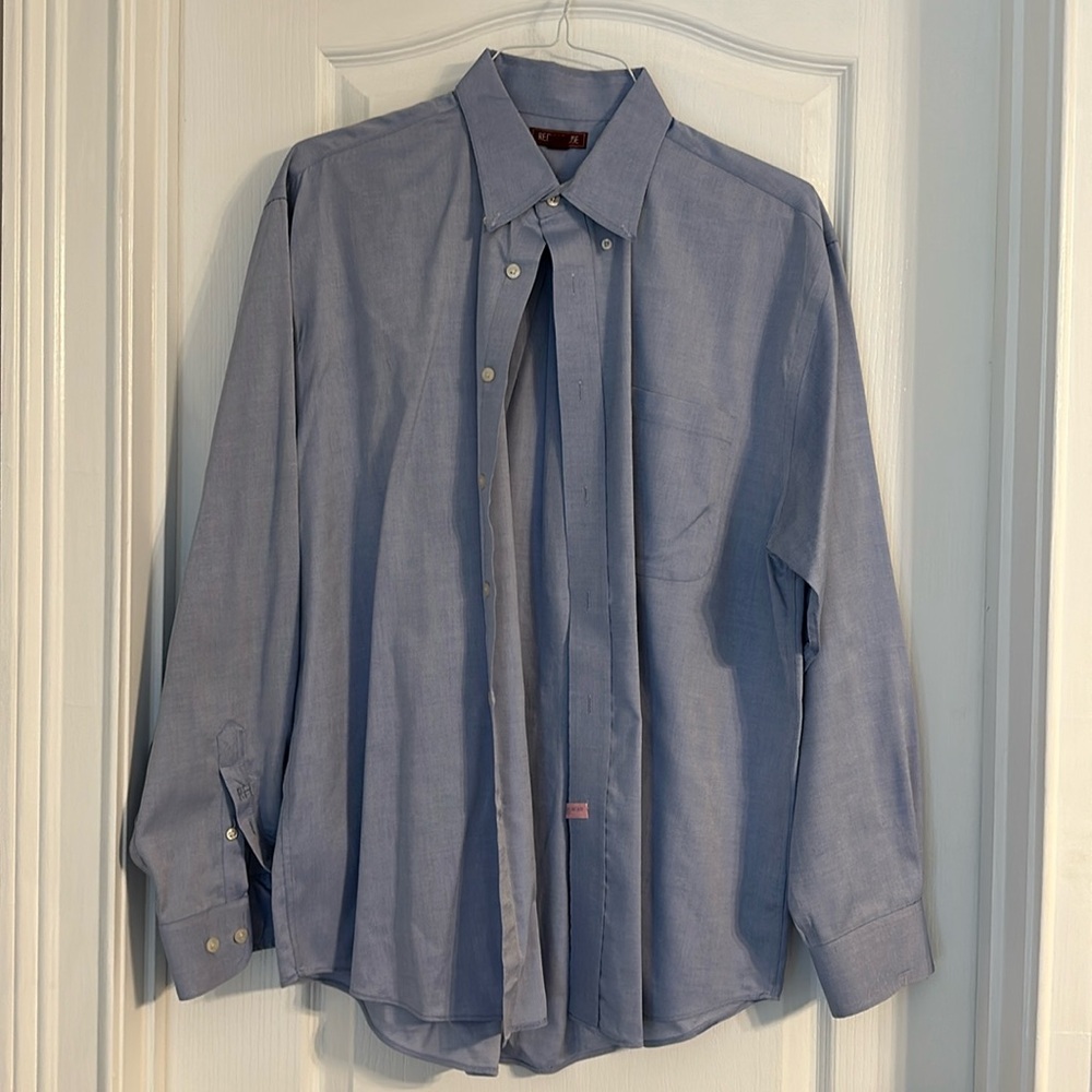 Mens Button Down Non Iron Shirt Blue Size Large Red House